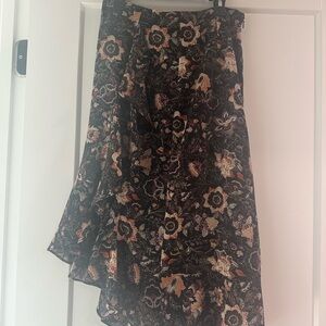 cupcakes & cashmere Asymmetrical Floral Skirt - Black and Pink